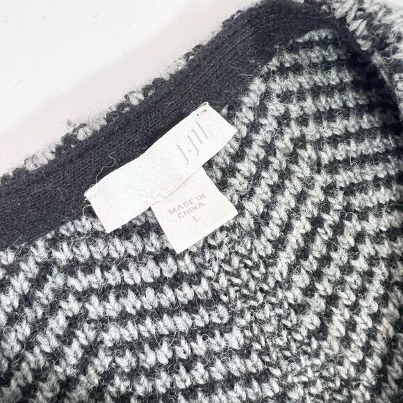J Jill Cardigan Jacket Women Large Wool Blend Herringbone Overcoat Copley Topper - Picture 6 of 10